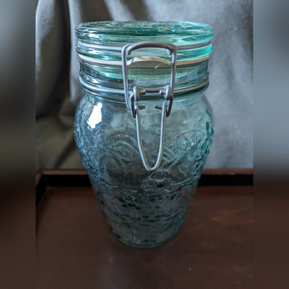 VTG. Libby Glass Embossed Flip Top Canisters with Ring Canada Set of 3 - Picture 7 of 10